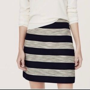 Loft Navy Striped Shift Skirt